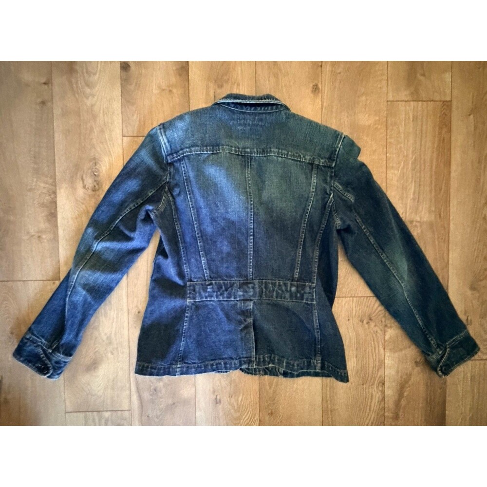 Ralph Lauren Jeans Co Premium Denim Leather Jacket Button Up Sz Large Equestrian - Picture 5 of 6